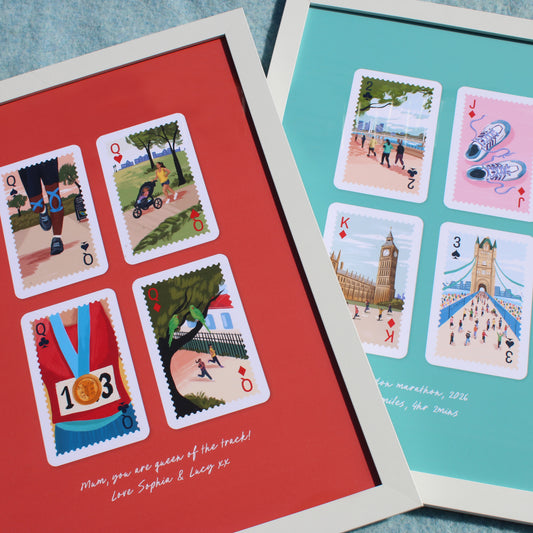 Personalised Playing Cards Running London A4 Print