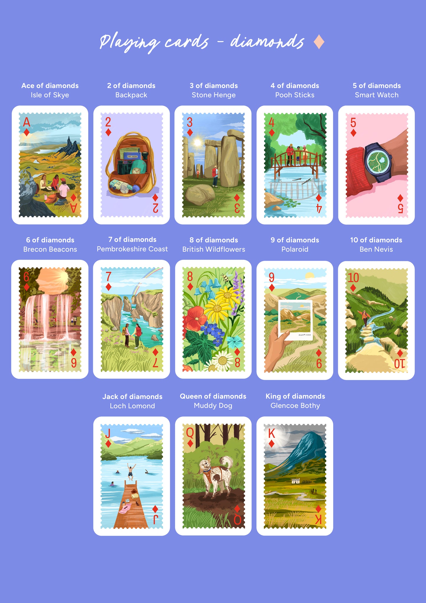 Personalised Playing Cards Hiking A4 Print