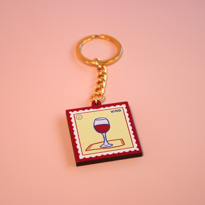 Cheese and Wine Keyrings