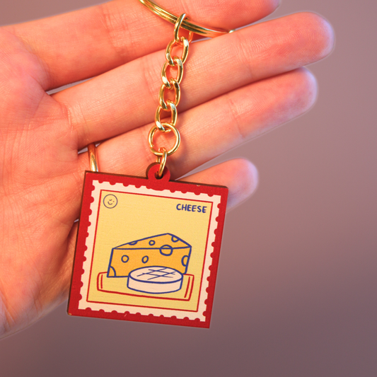 Cheese and Wine Keyrings