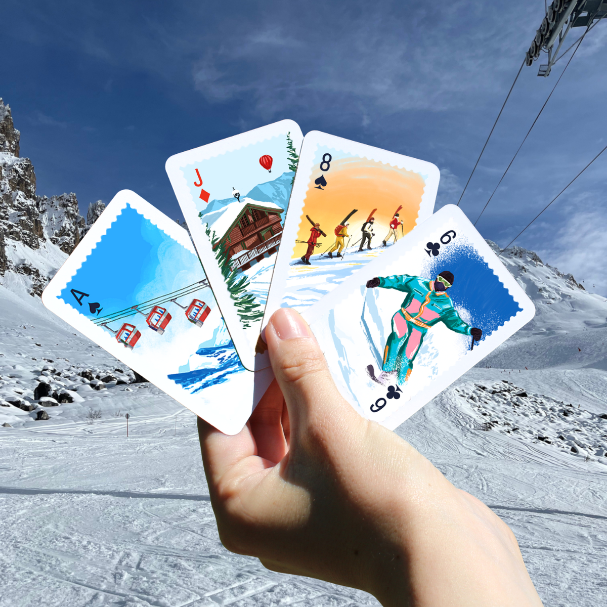 Hit the Slopes Illustrated Playing Cards