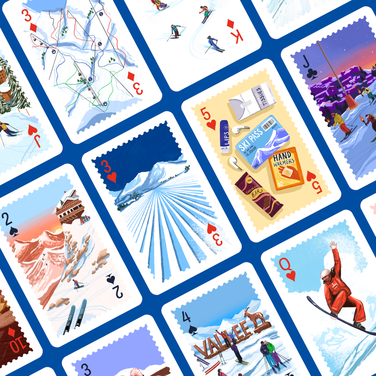 Hit the Slopes Illustrated Playing Cards