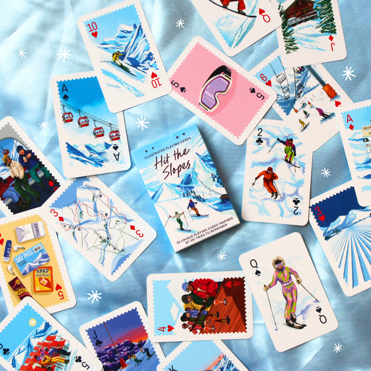 Hit the Slopes Illustrated Playing Cards
