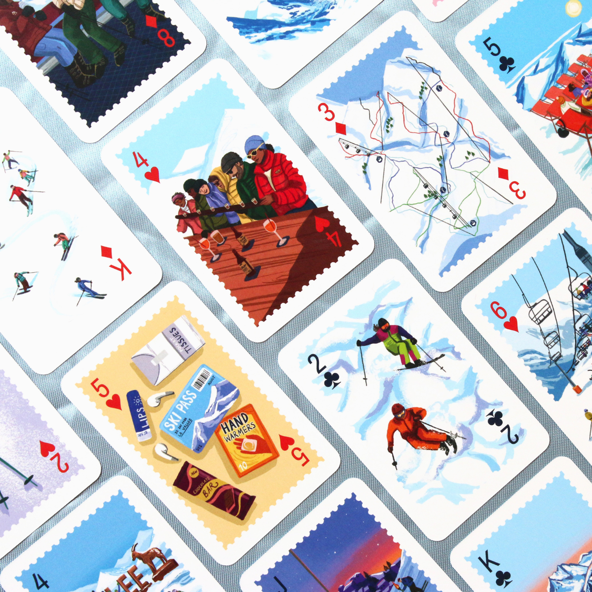 Hit the Slopes Illustrated Playing Cards