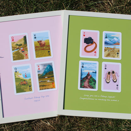 Personalised Playing Cards Hiking A4 Print