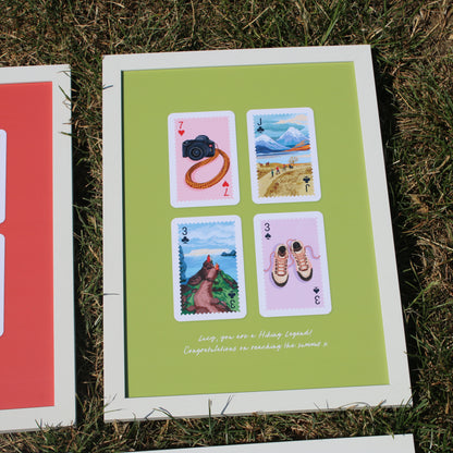 Personalised Playing Cards Hiking A4 Print