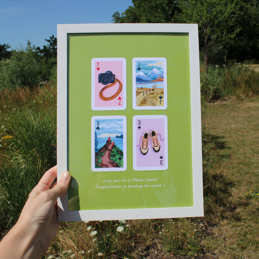 Personalised Playing Cards Hiking A4 Print
