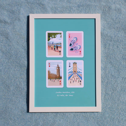 Personalised Playing Cards Running London A4 Print