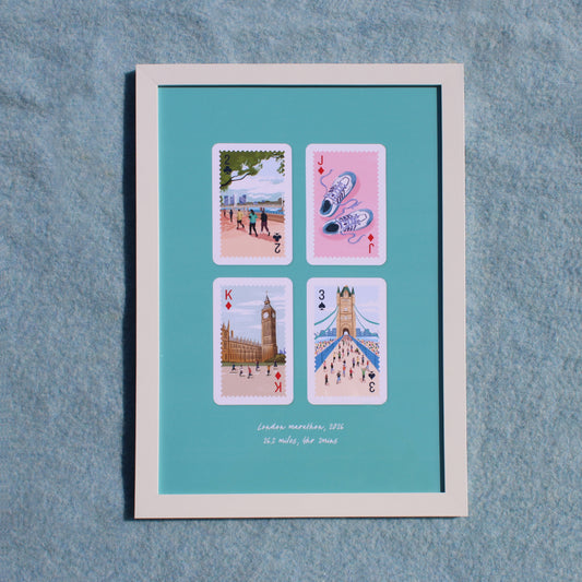 Personalised Playing Cards Running London A4 Print
