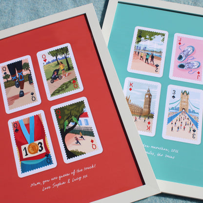Personalised Playing Cards Running London A4 Print