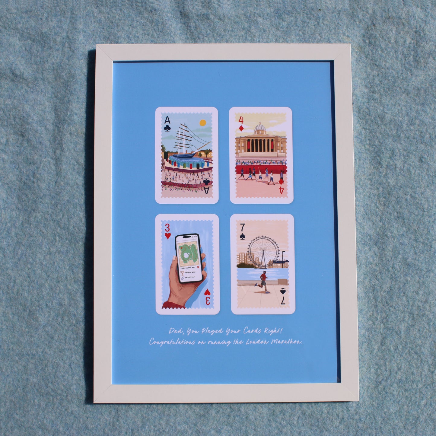 Personalised Playing Cards Running London A4 Print