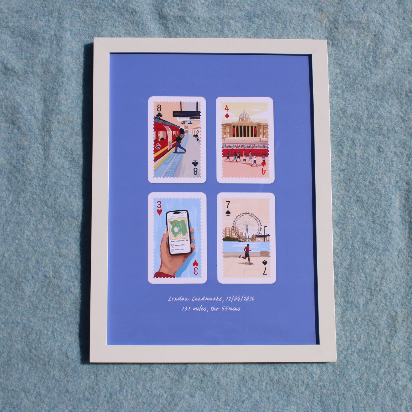 Personalised Playing Cards Running London A4 Print