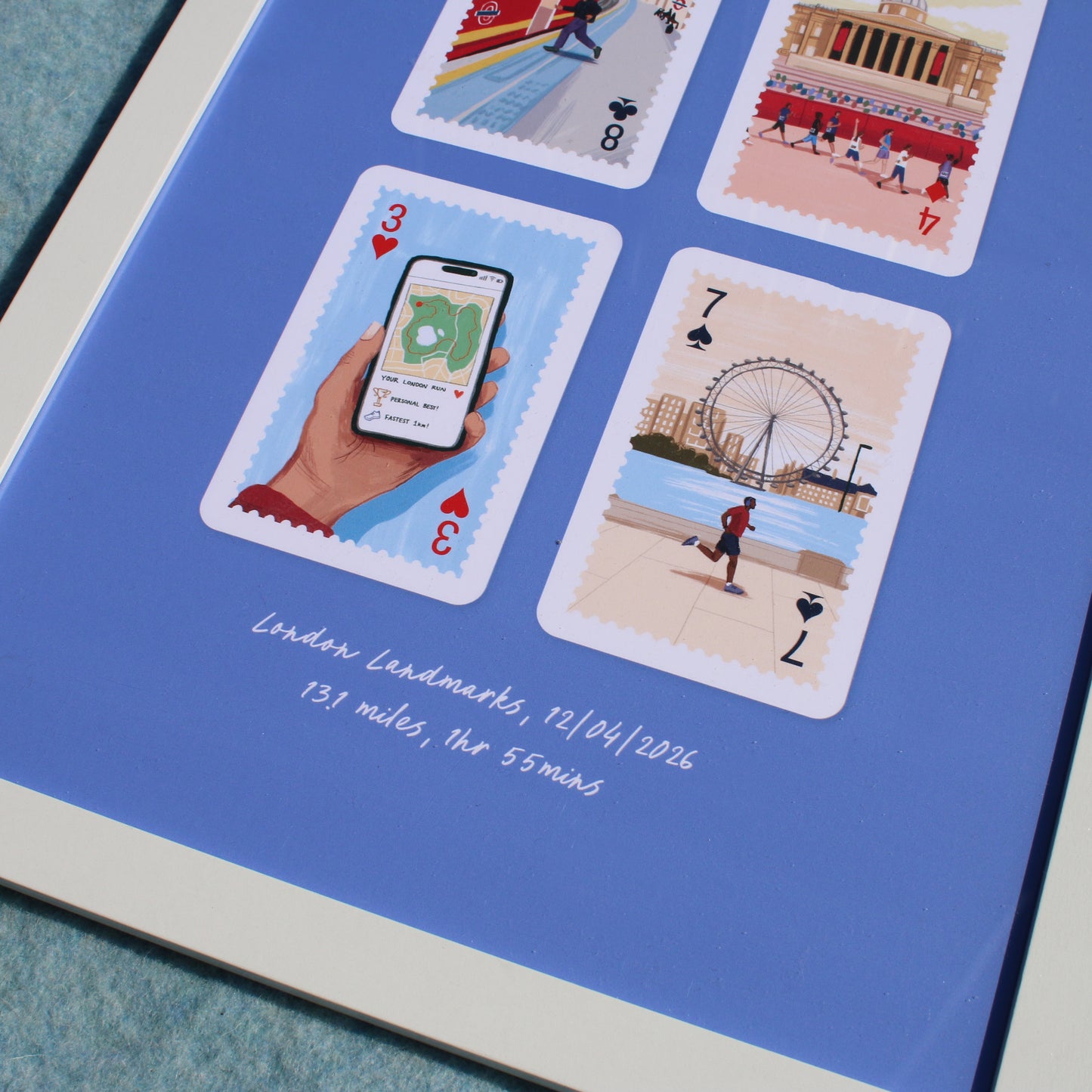 Personalised Playing Cards Running London A4 Print