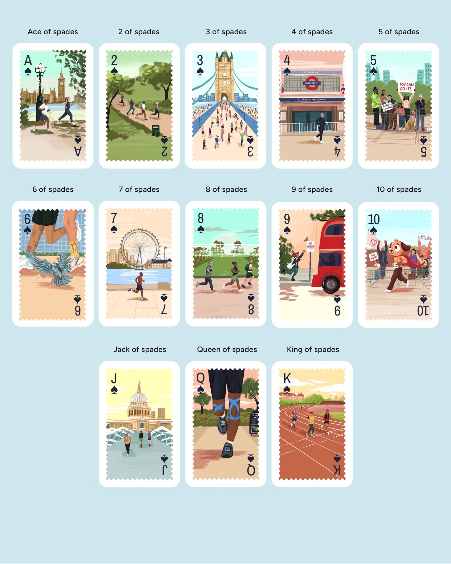 Personalised Playing Cards Running London A4 Print