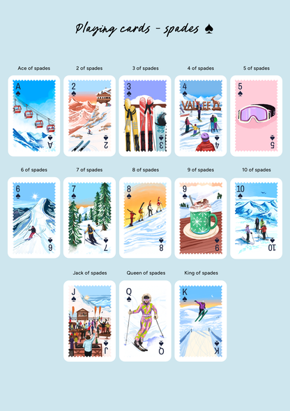 Personalised Playing Cards Skiing/Snowboarding A4 Print