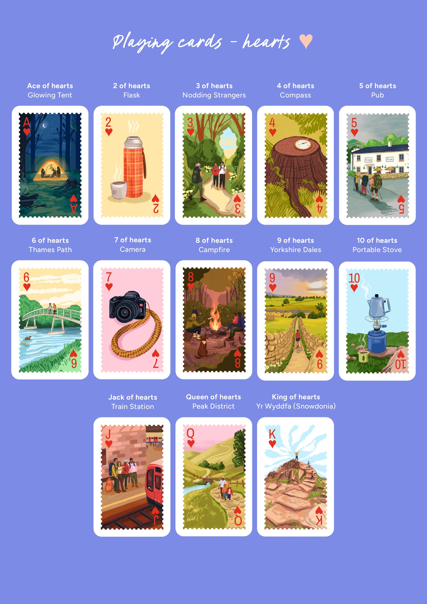 Personalised Playing Cards Hiking A4 Print
