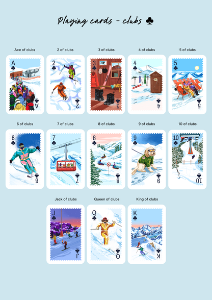 Personalised Playing Cards Skiing/Snowboarding A4 Print