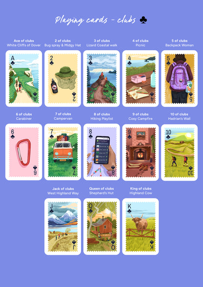 Personalised Playing Cards Hiking A4 Print