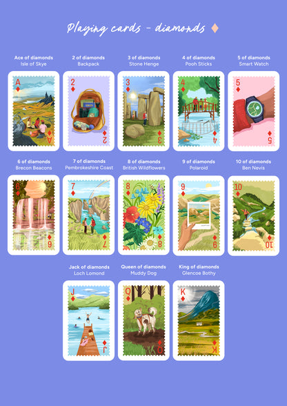 Personalised Playing Cards Hiking A4 Print