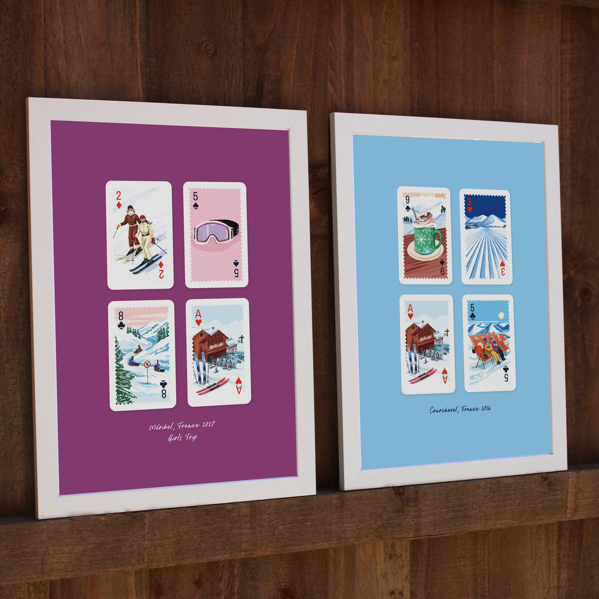 Personalised Playing Cards Skiing/Snowboarding A4 Print
