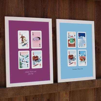 Personalised Playing Cards Skiing/Snowboarding A4 Print